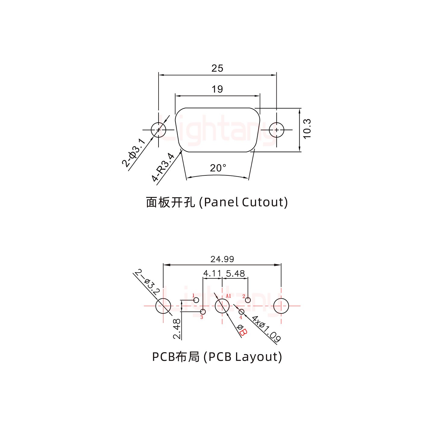 5W1公PCB直插板/铆鱼叉7.0/大电流40A