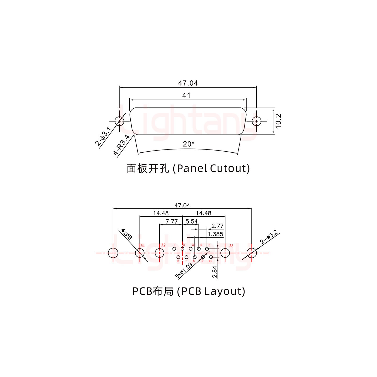 13W3公PCB直插板/铆鱼叉7.0/大电流30A