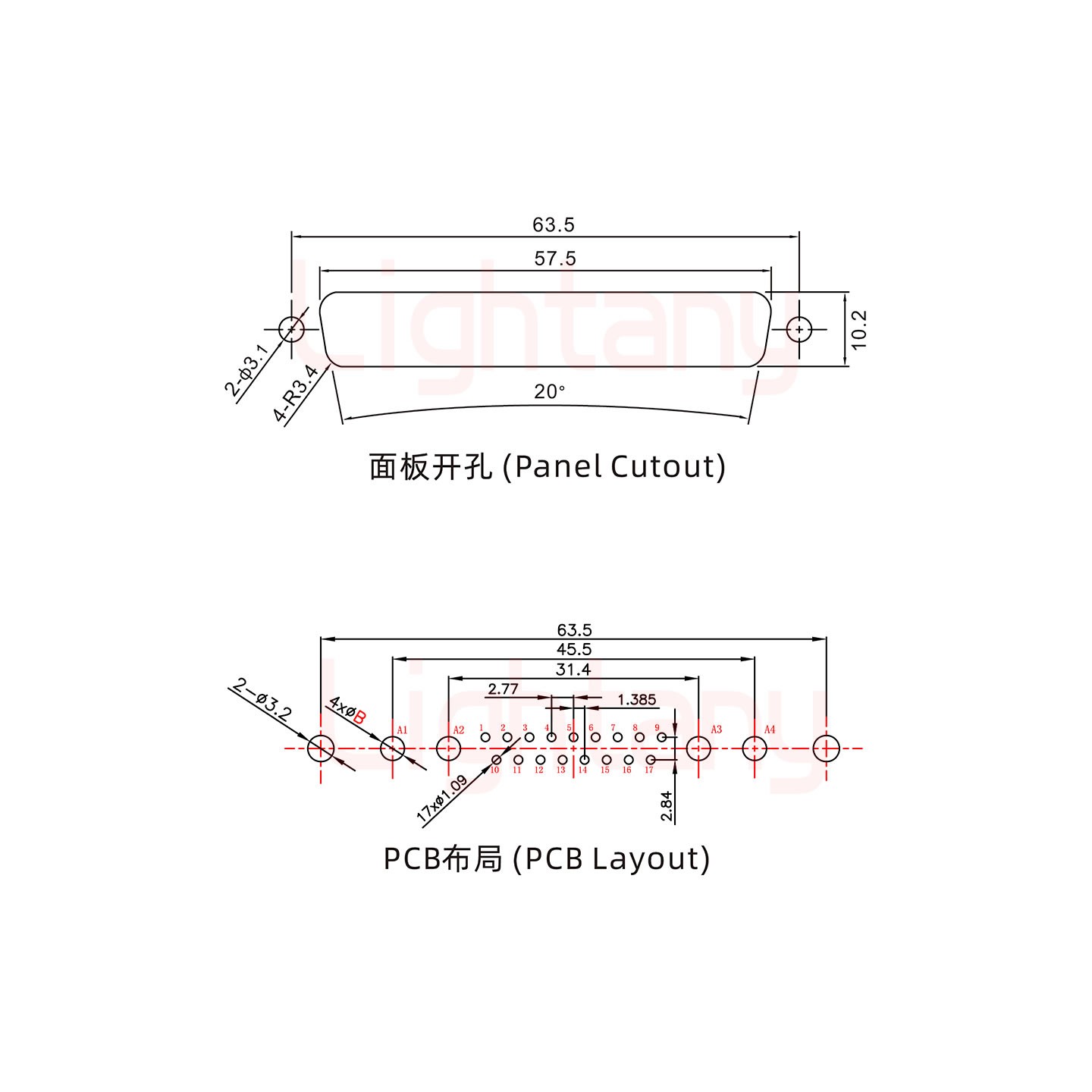 21W4公PCB直插板/铆鱼叉7.0/大电流10A