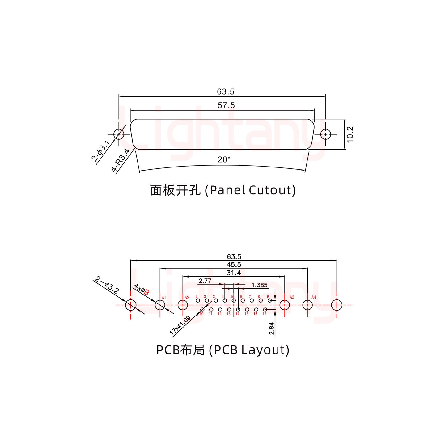 21W4公PCB直插板/铆鱼叉7.0/大电流20A