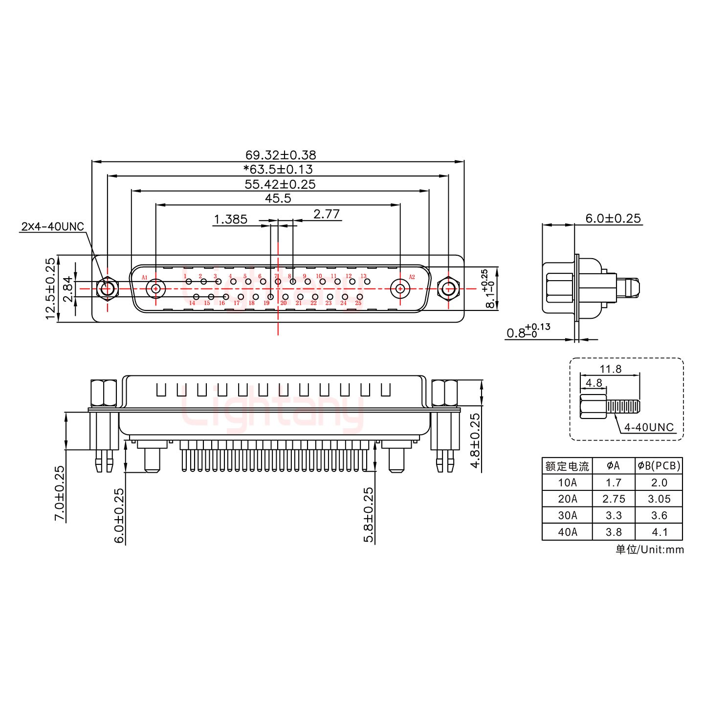 27W2公PCB直插板/铆鱼叉7.0/大电流30A