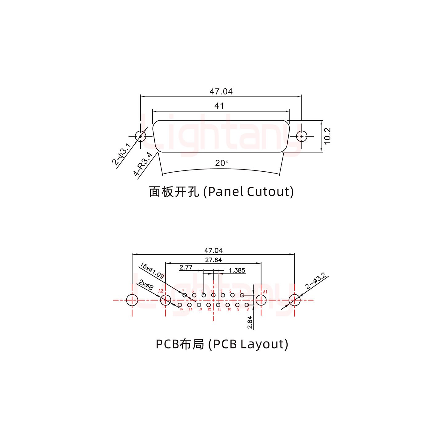 17W2母PCB直插板/铆鱼叉7.0/大电流40A