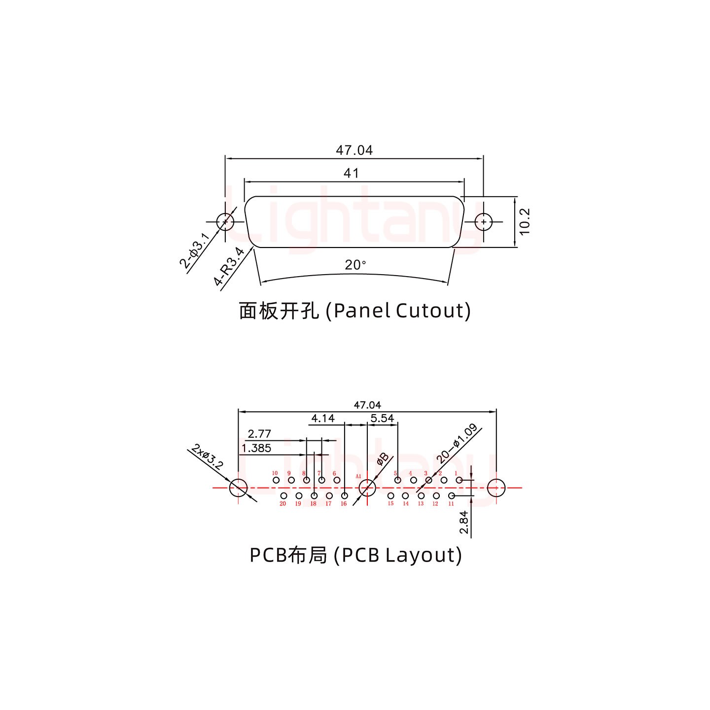 21W1母PCB直插板/铆鱼叉7.0/大电流20A