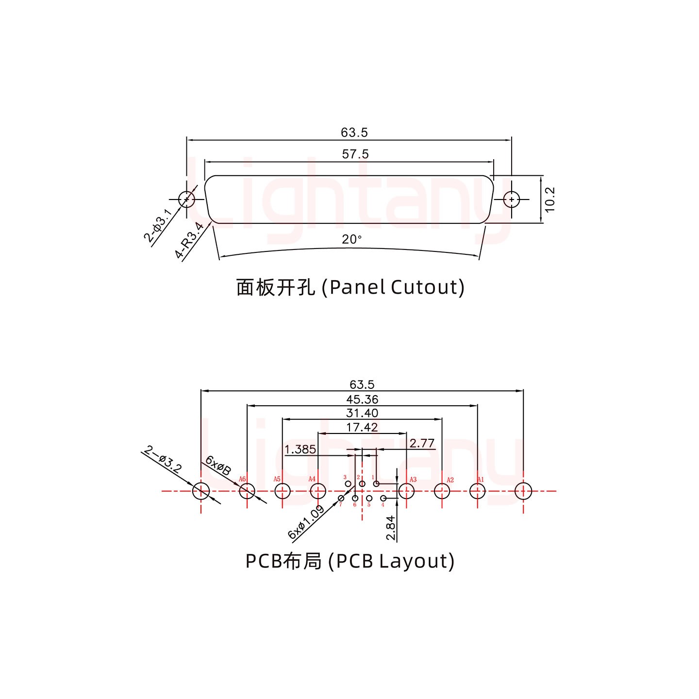 13W6A母PCB直插板/铆鱼叉7.0/大电流20A