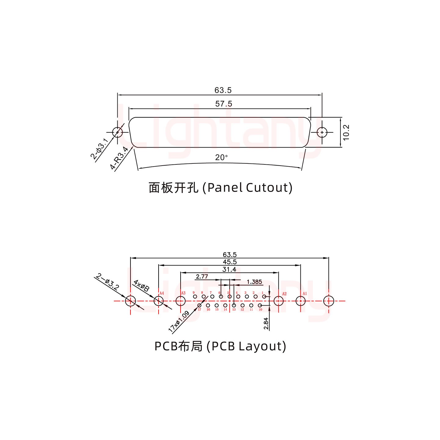 21W4母PCB直插板/铆鱼叉7.0/大电流30A