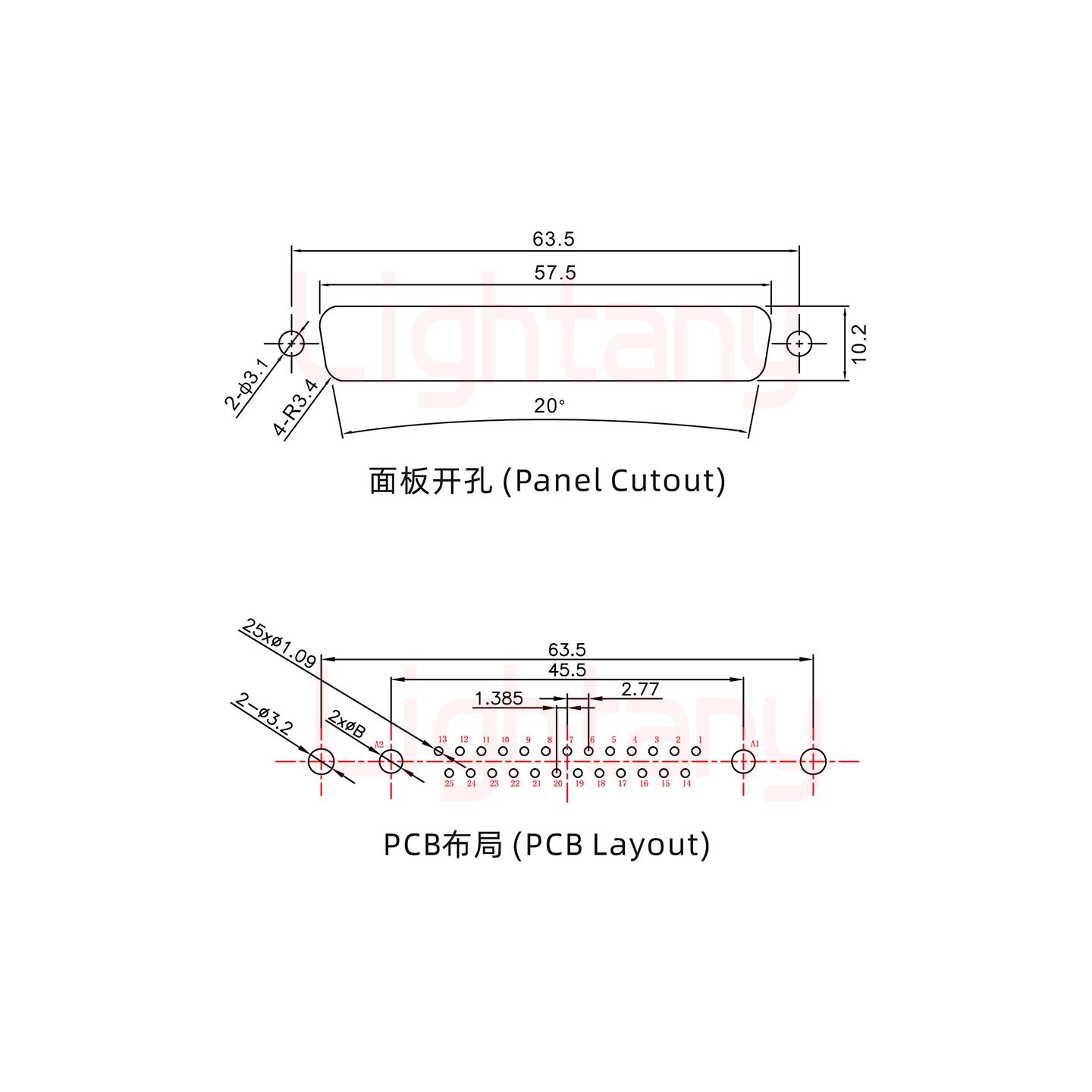 27W2母PCB直插板/铆鱼叉7.0/大电流10A