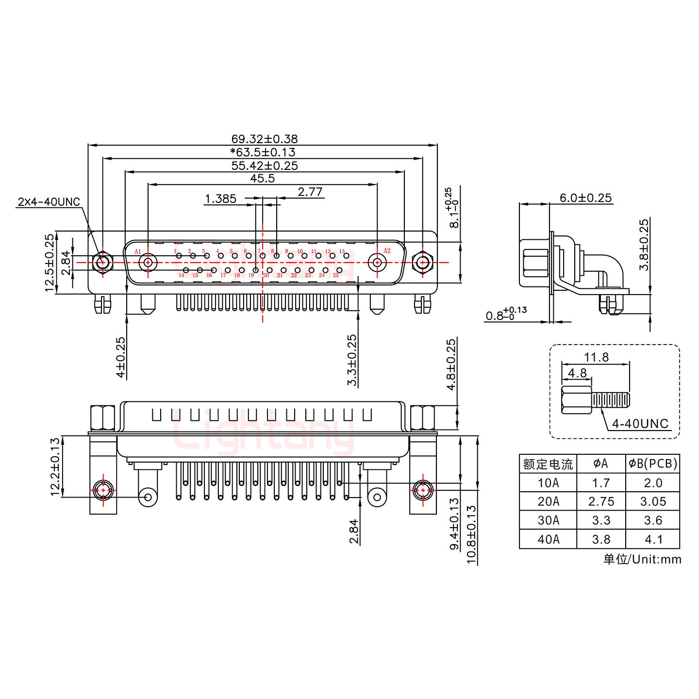 27W2公PCB弯插板/铆支架10.8/大电流10A