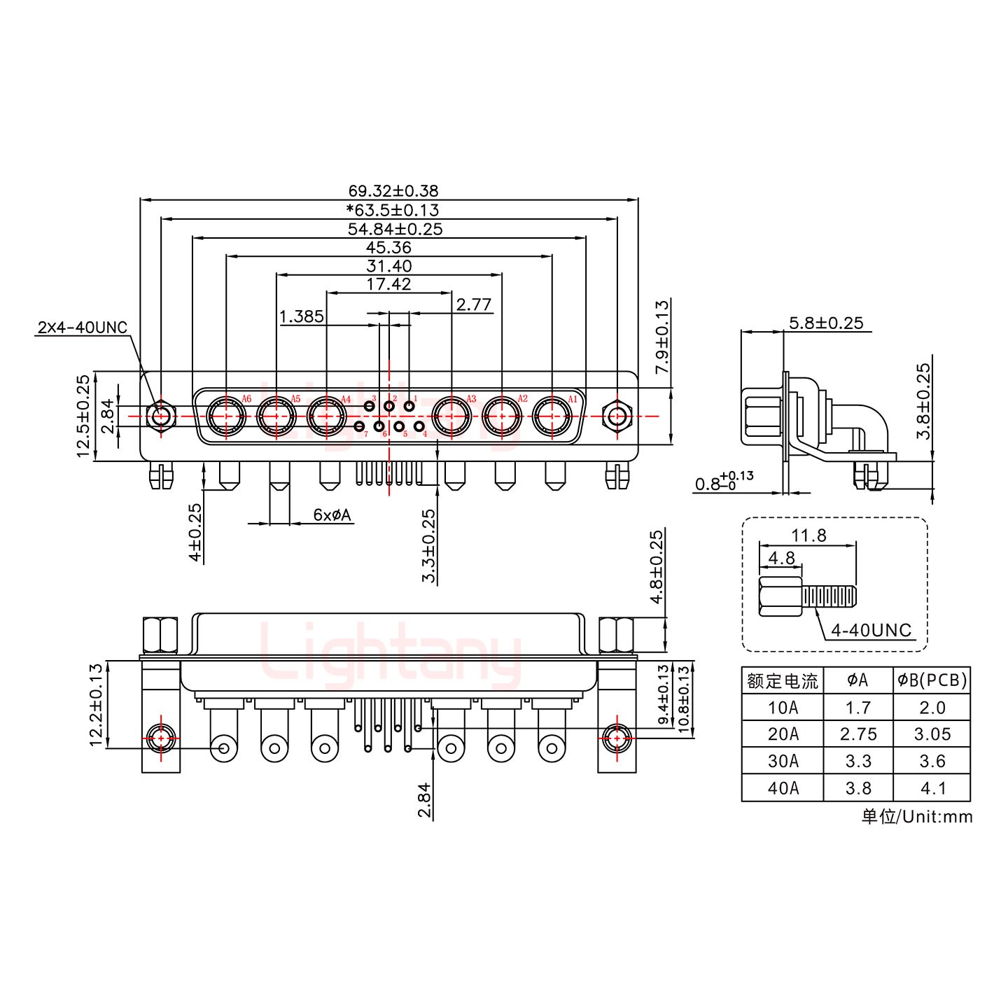 13W6A母PCB弯插板/铆支架10.8/大电流10A