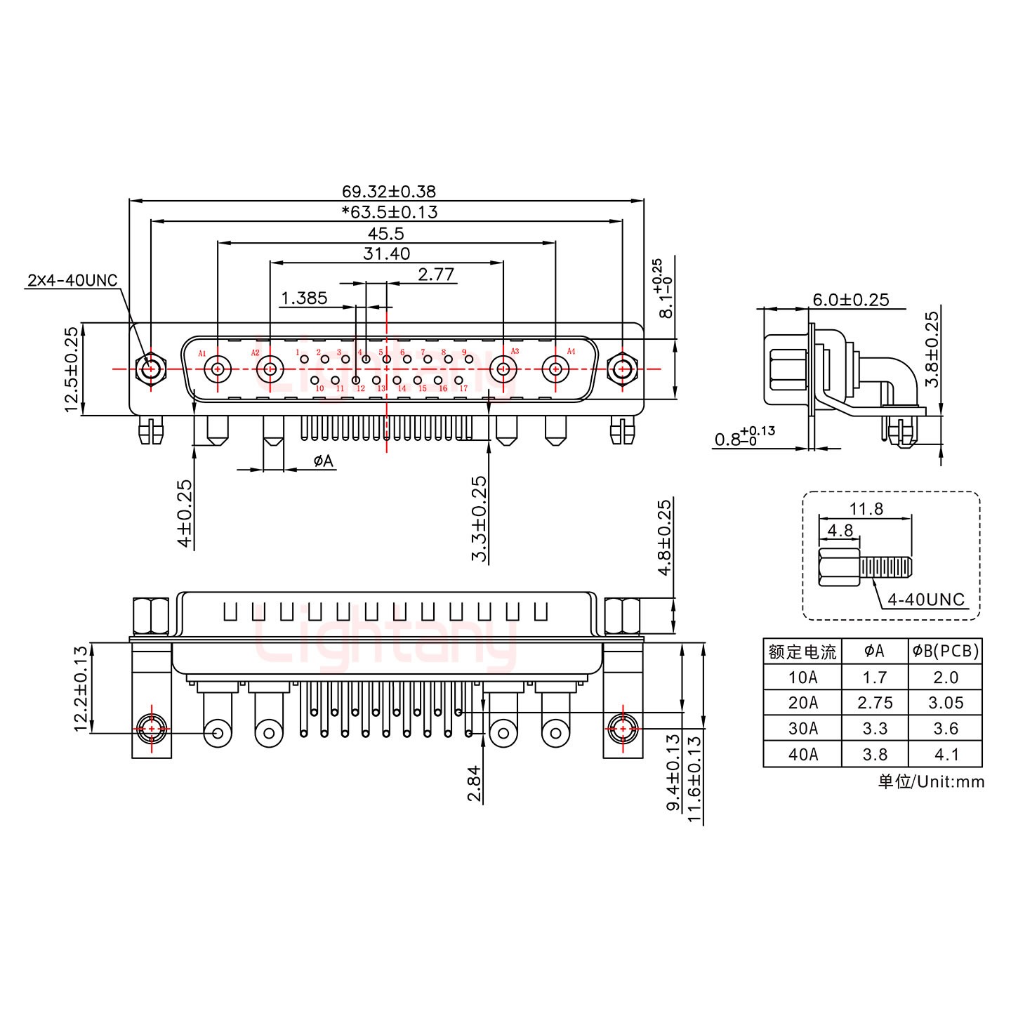 21W4公PCB弯插板/铆支架11.6/大电流40A