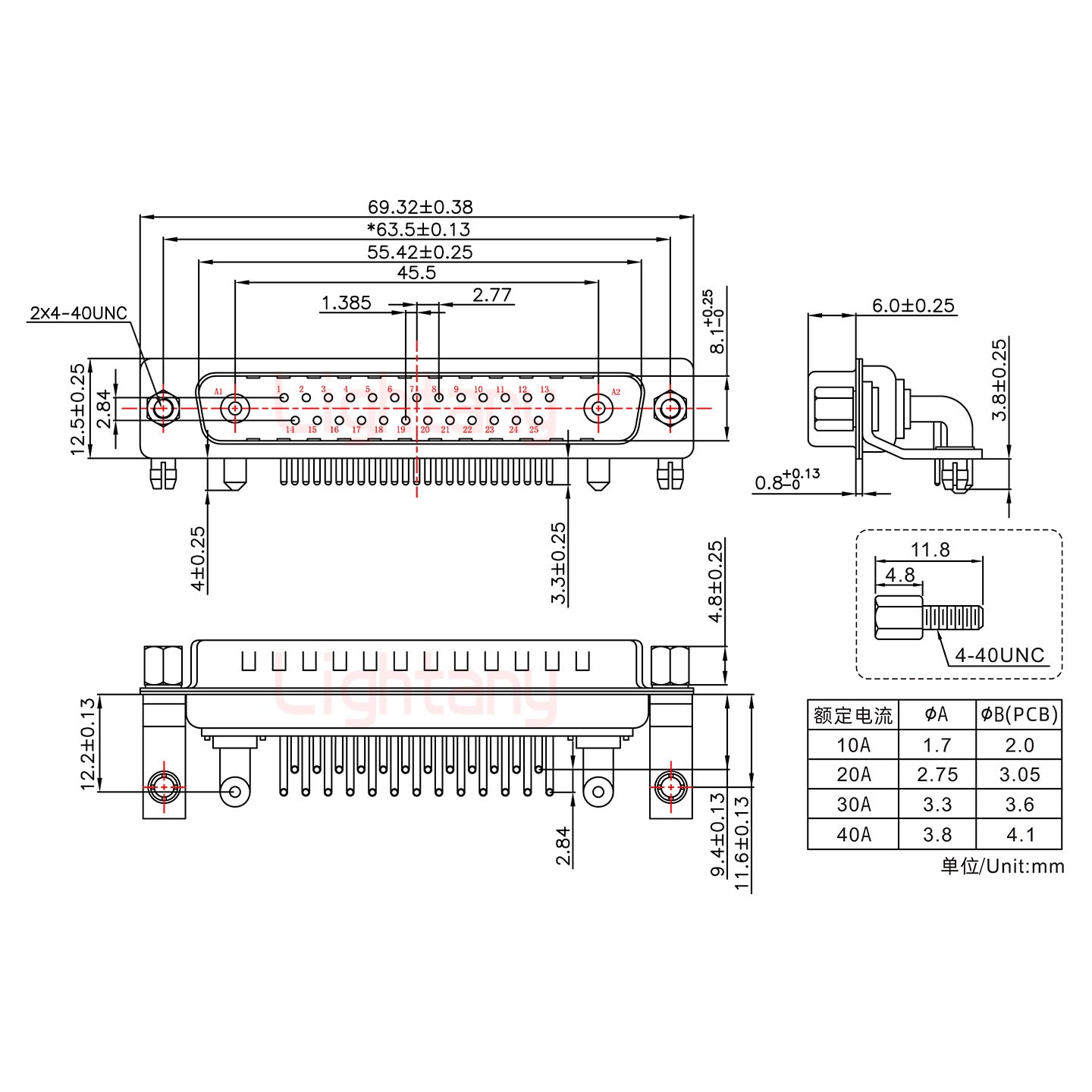 27W2公PCB弯插板/铆支架11.6/大电流10A