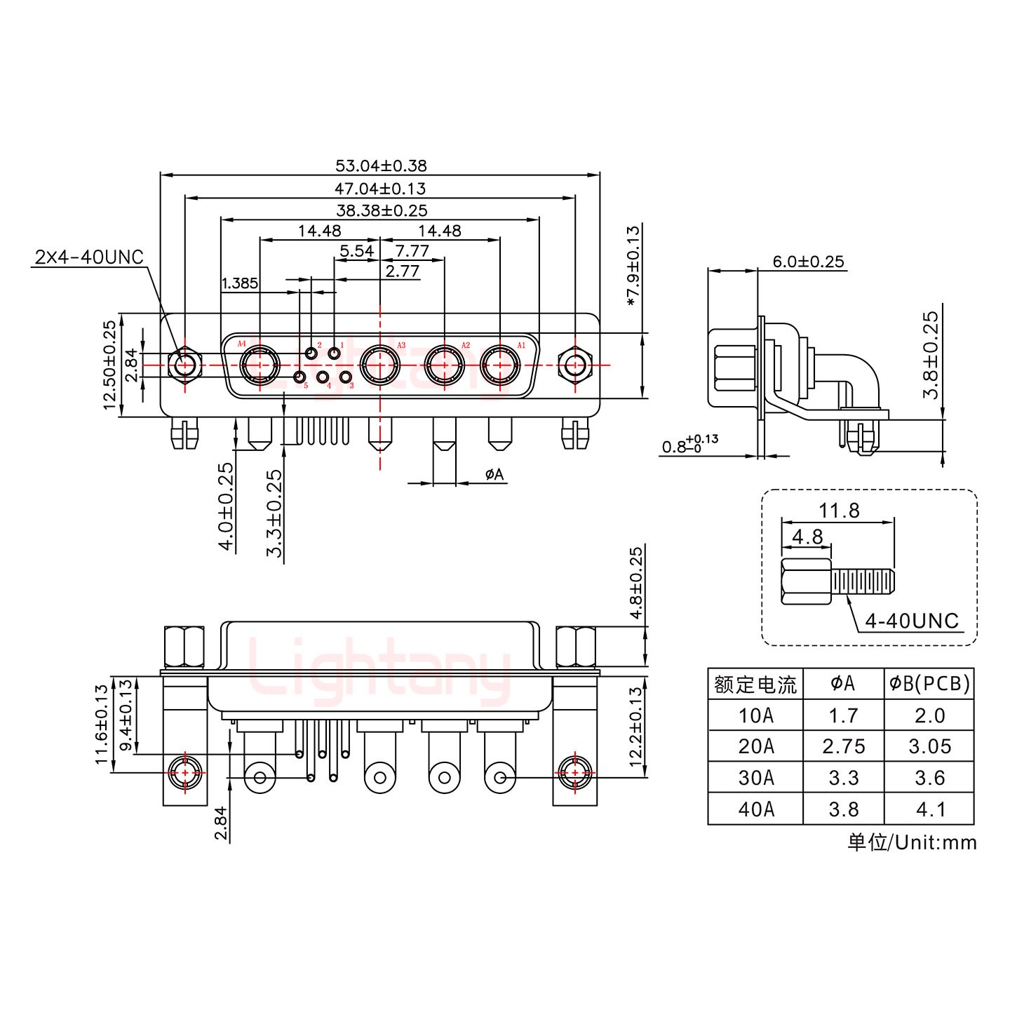 9W4母PCB弯插板/铆支架11.6/大电流30A