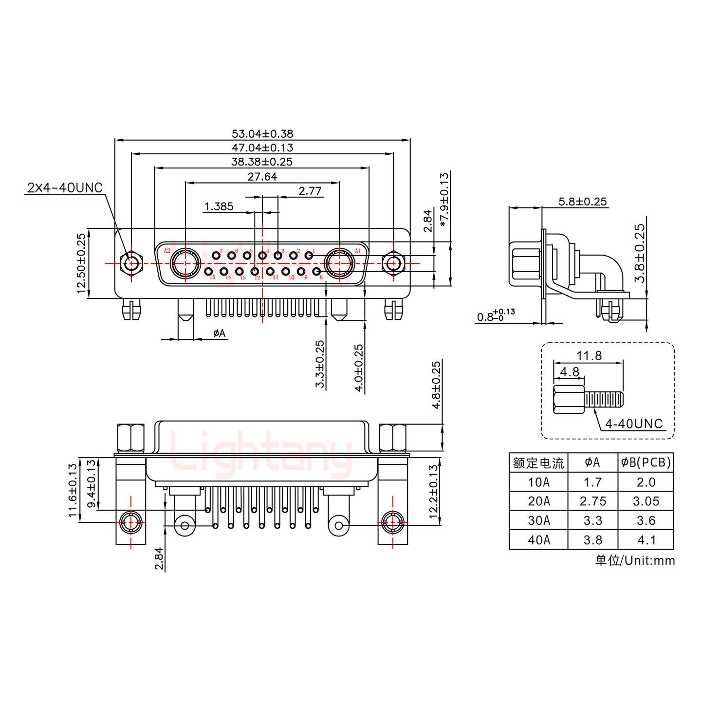 17W2母PCB弯插板/铆支架11.6/大电流30A