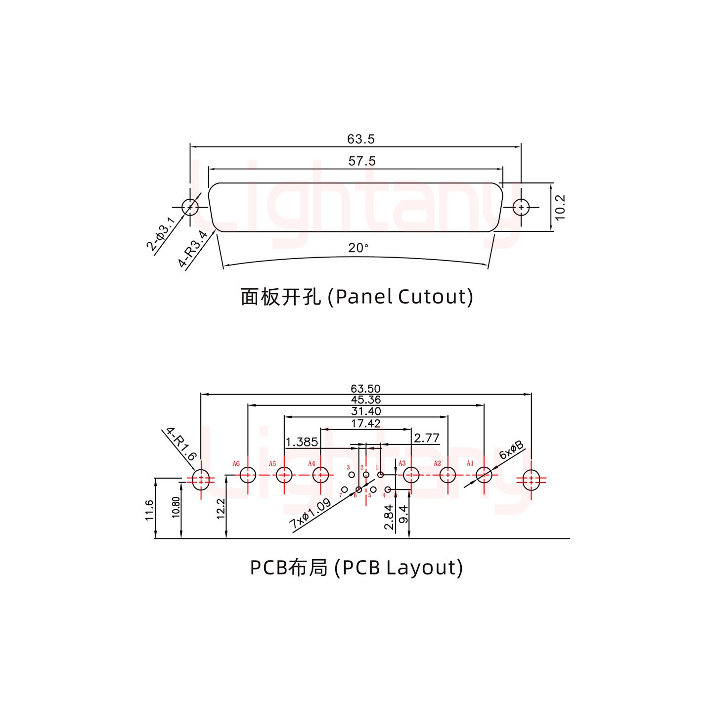 13W6A母PCB弯插板/铆支架11.6/大电流10A