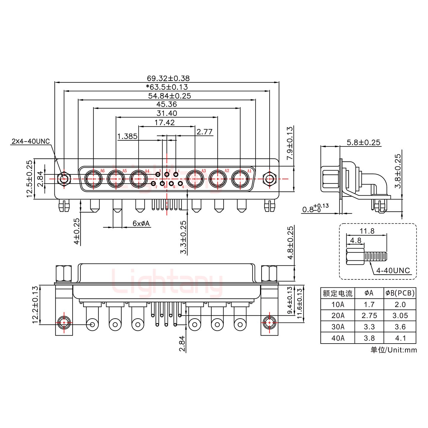 13W6A母PCB弯插板/铆支架11.6/大电流40A