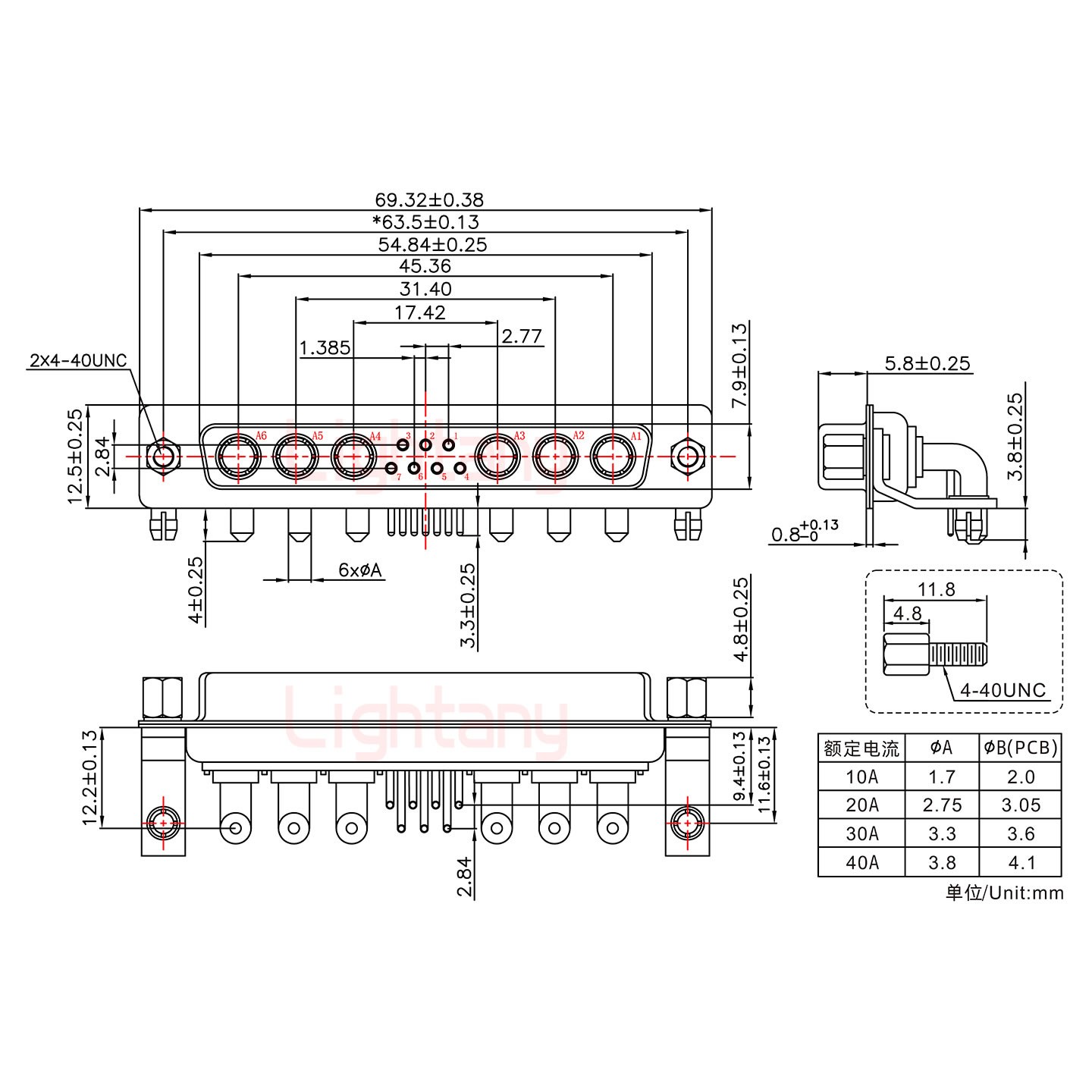 13W6A母PCB弯插板/铆支架11.6/大电流10A