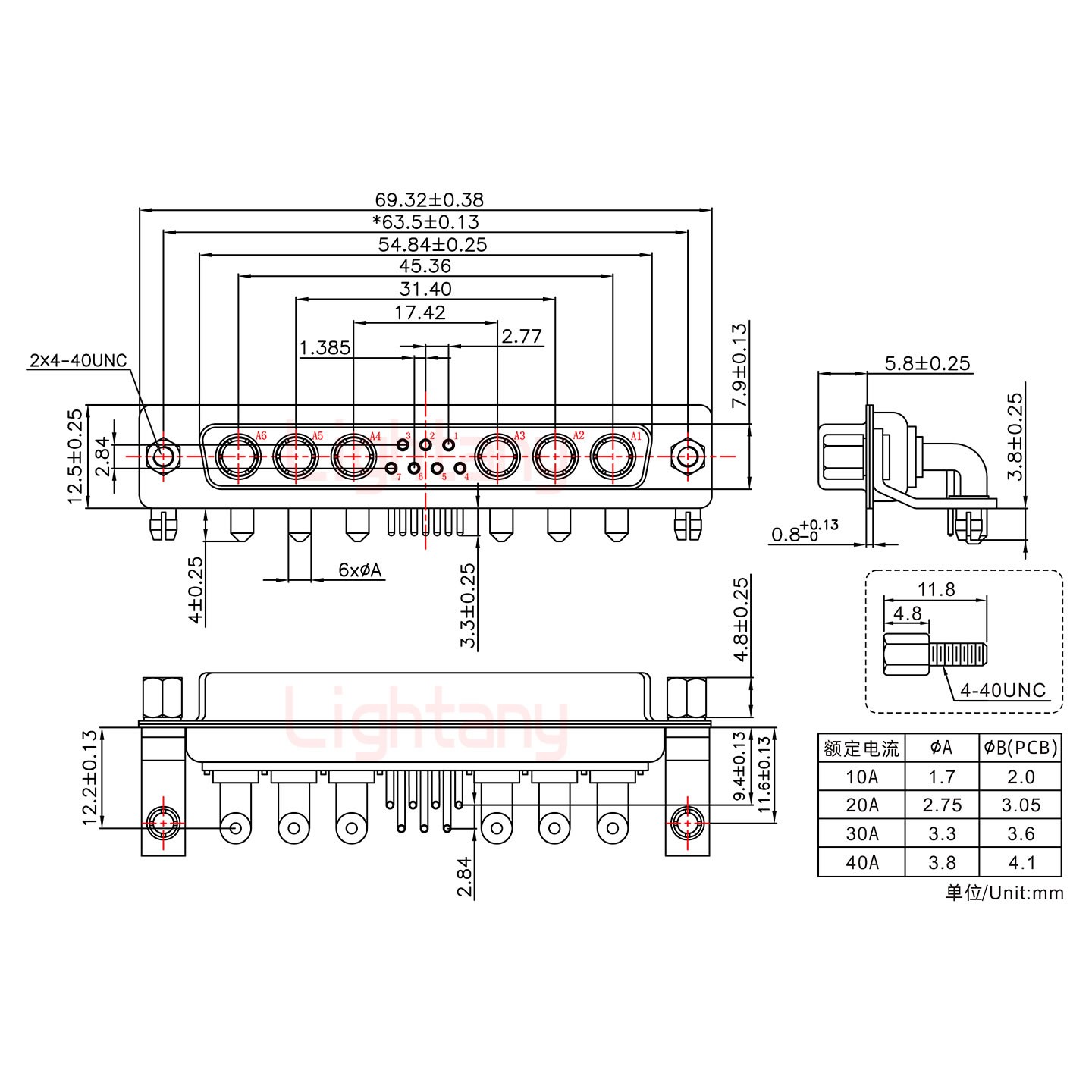 13W6A母PCB弯插板/铆支架11.6/大电流30A