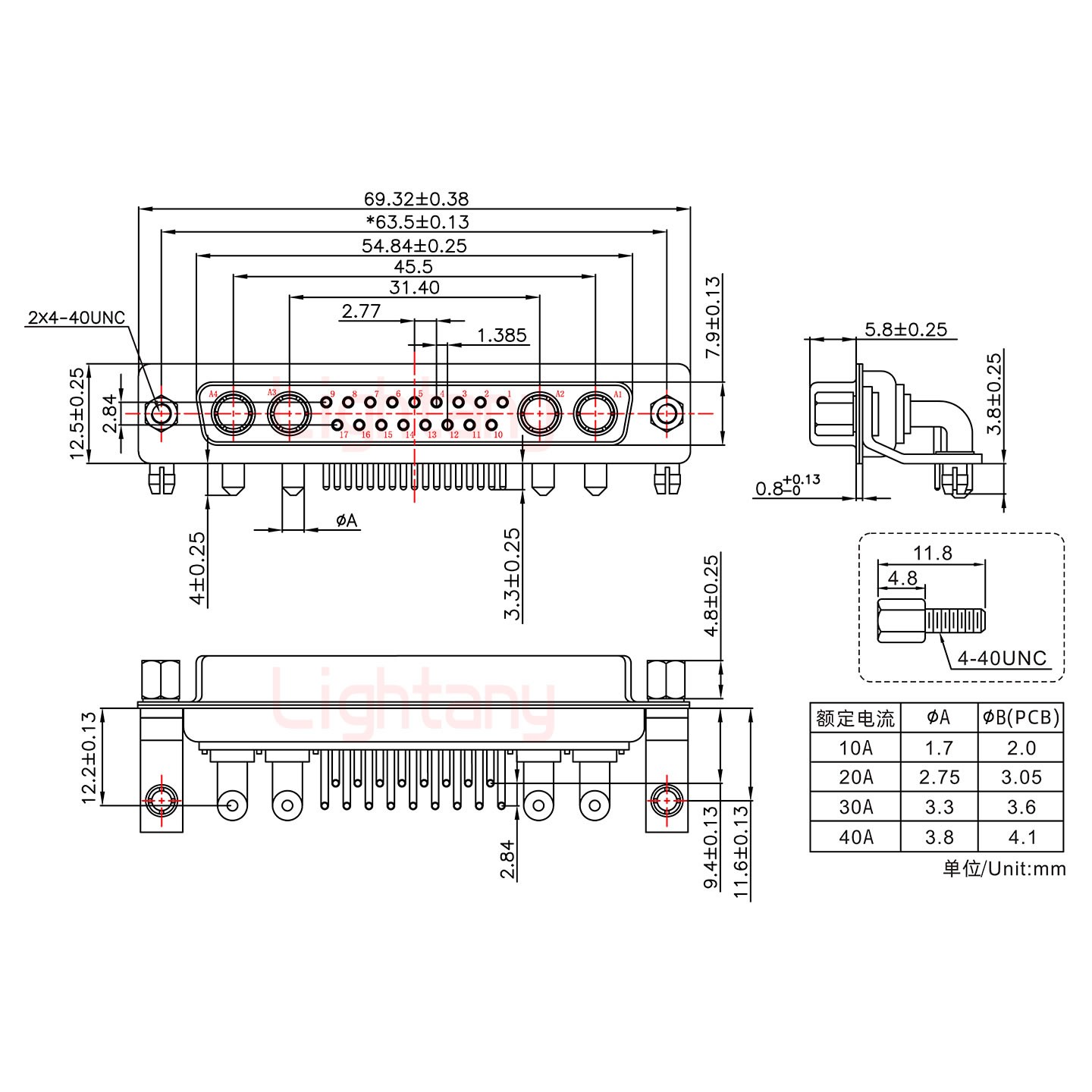 21W4母PCB弯插板/铆支架11.6/大电流40A