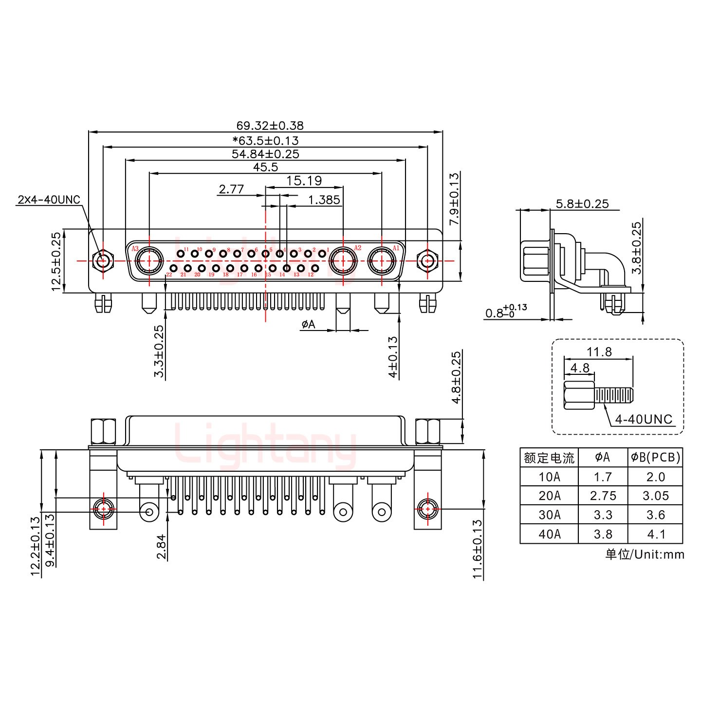 25W3母PCB弯插板/铆支架11.6/大电流10A