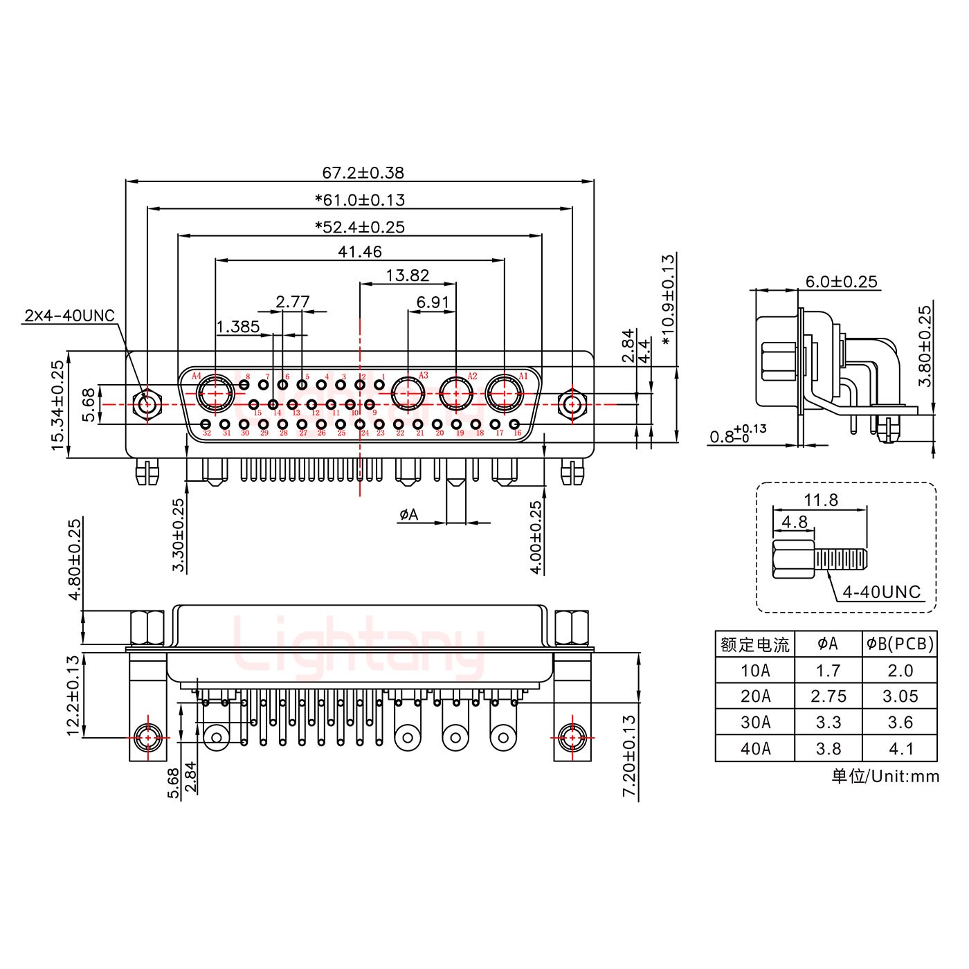 36W4母PCB弯插板/铆支架12.2/大电流10A