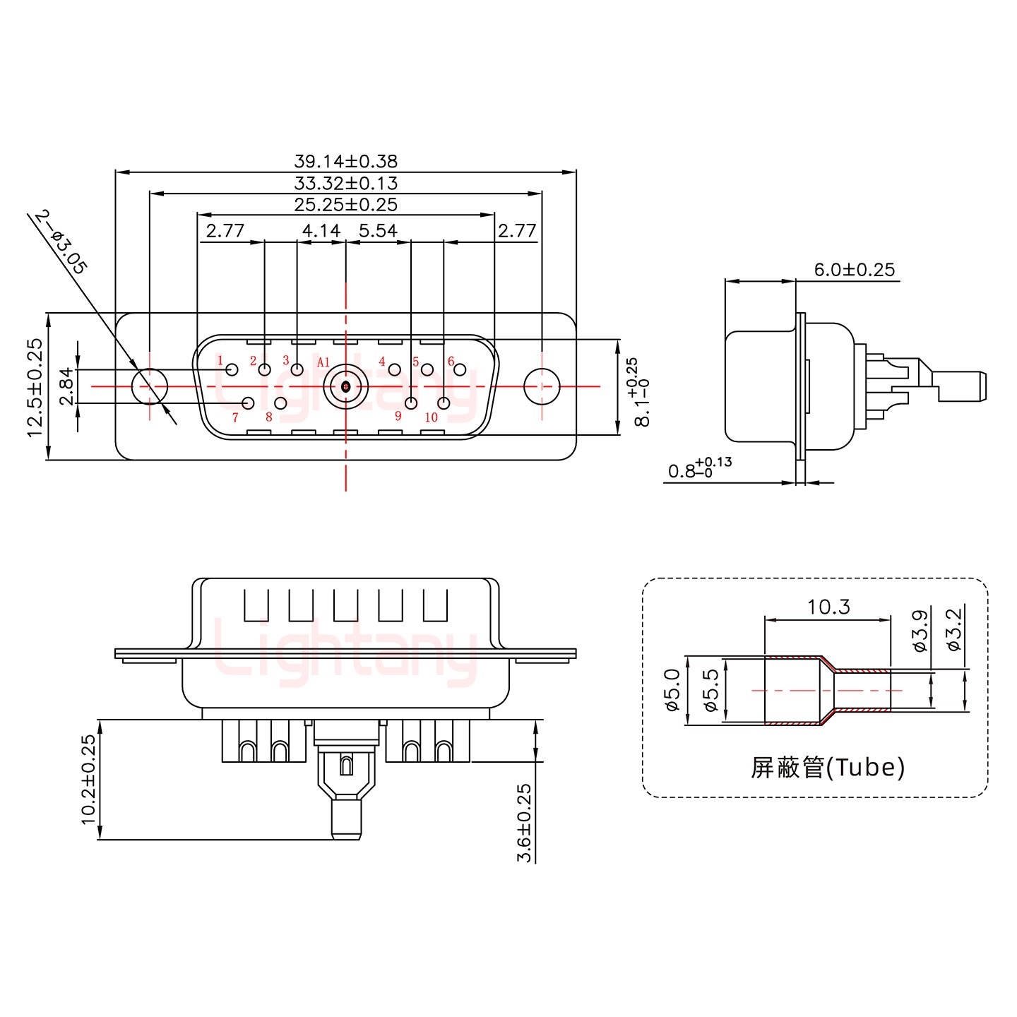 11W1公焊线式50欧姆+15P金属外壳1443弯出线4~12mm