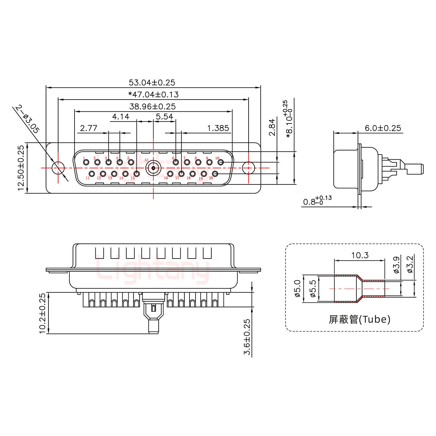 21W1公焊线式75欧姆+25P金属外壳1657直出线4~12mm