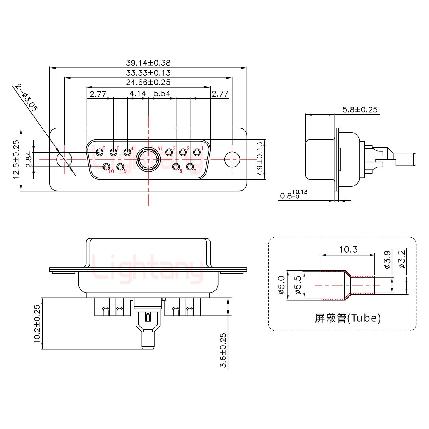 11W1母焊线式50欧姆+15P金属外壳1443弯出线4~12mm