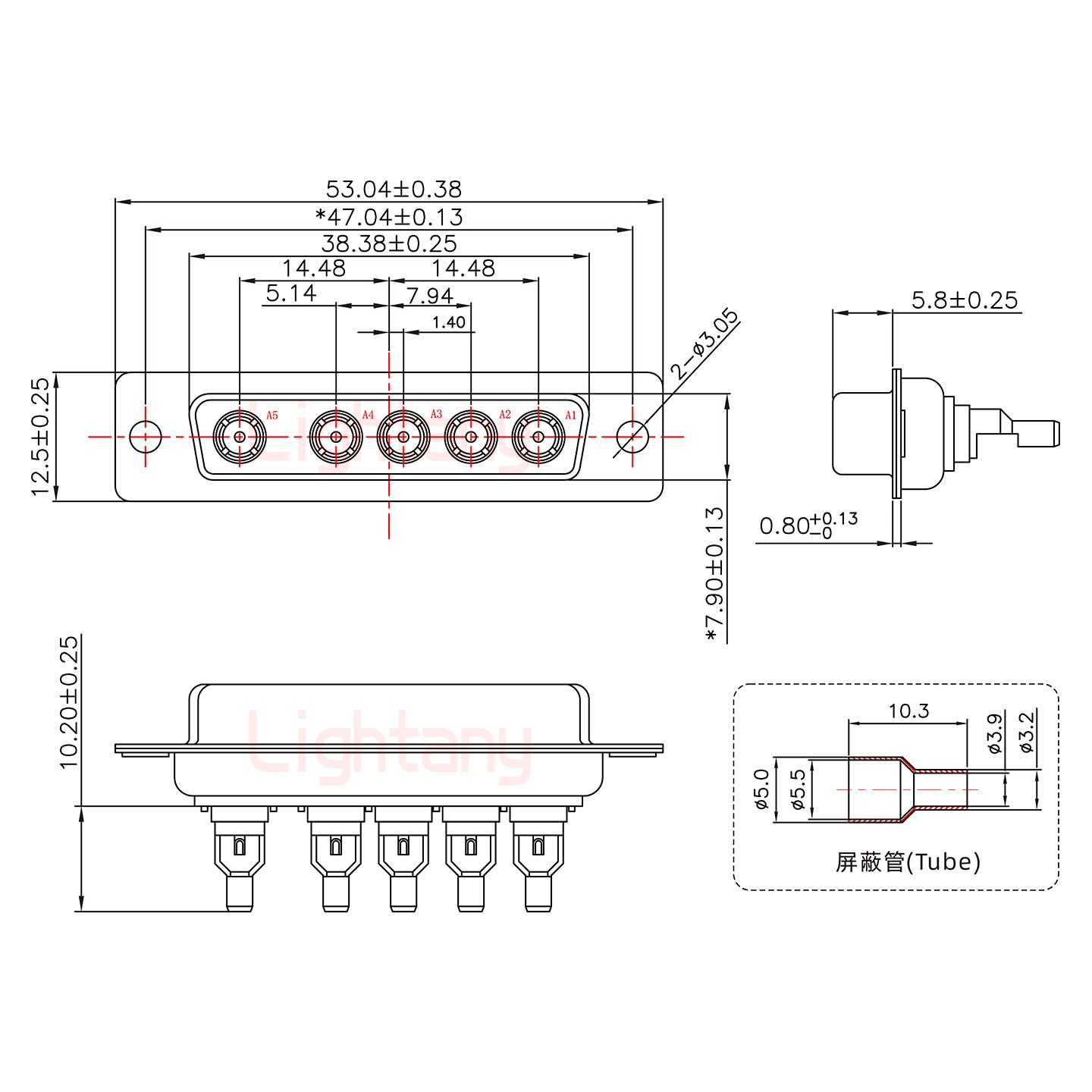 5W5母焊线式/光孔/射频同轴50欧姆