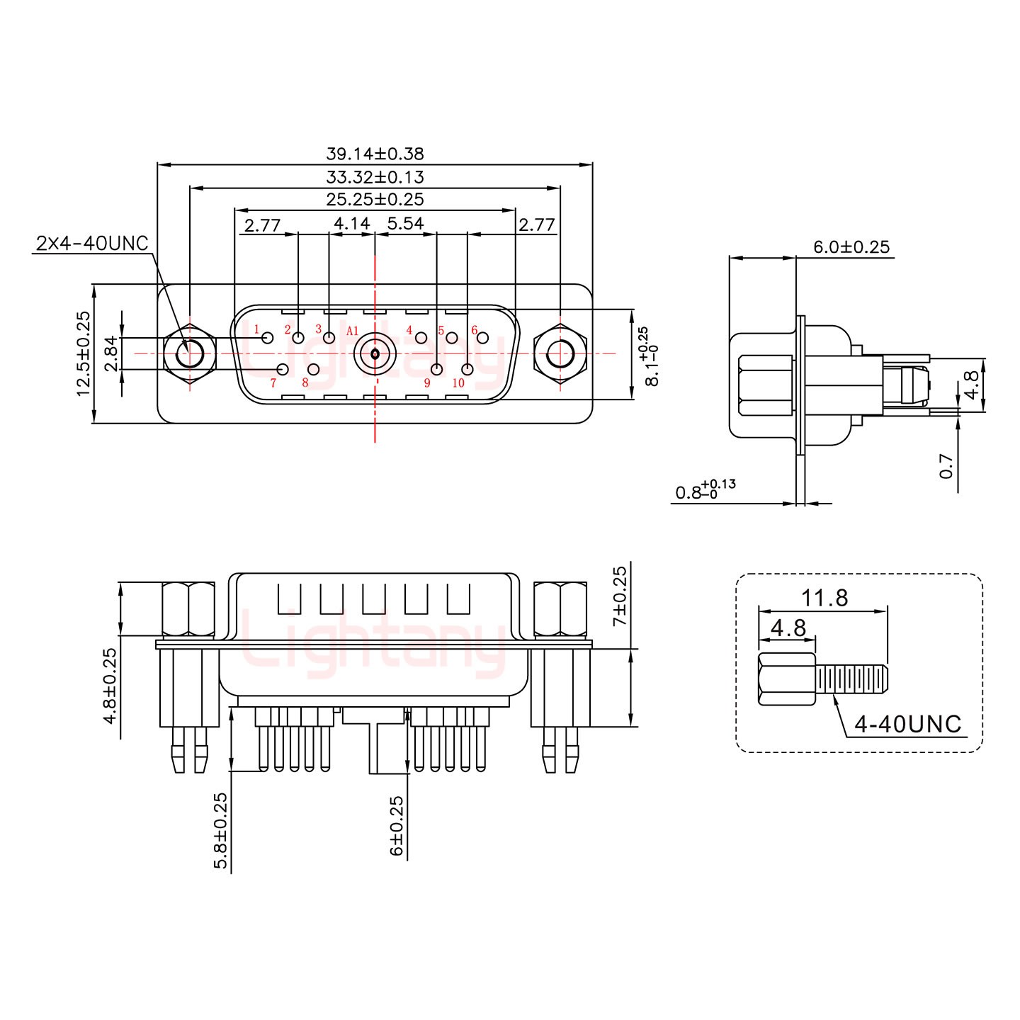 11W1公PCB直插板/铆鱼叉7.0/射频同轴50欧姆