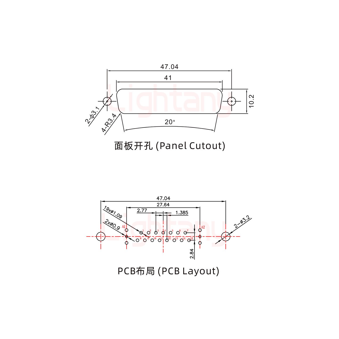 17W2公PCB直插板/铆鱼叉7.0/射频同轴75欧姆