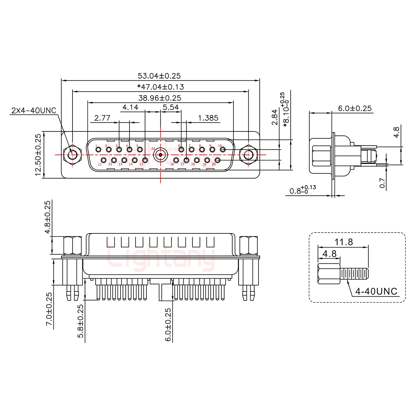 21W1公PCB直插板/铆鱼叉7.0/射频同轴75欧姆