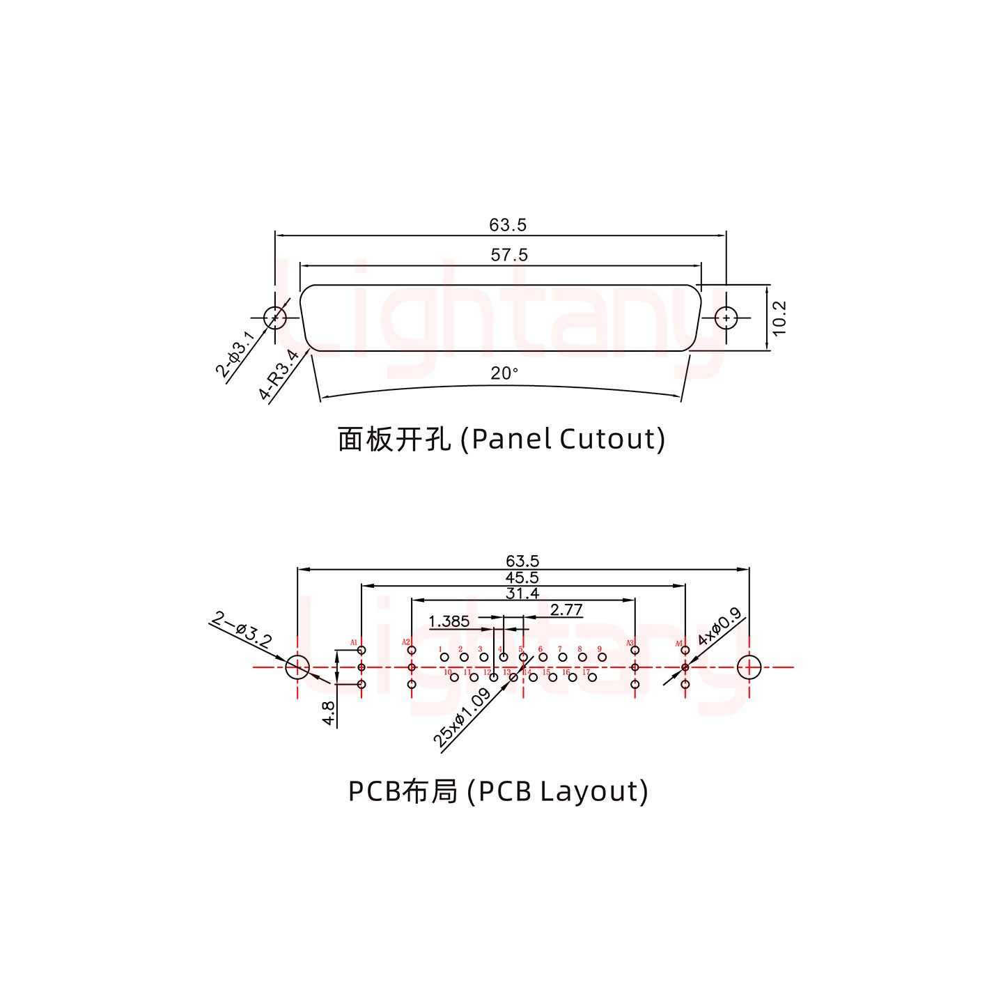 21W4公PCB直插板/铆鱼叉7.0/射频同轴75欧姆