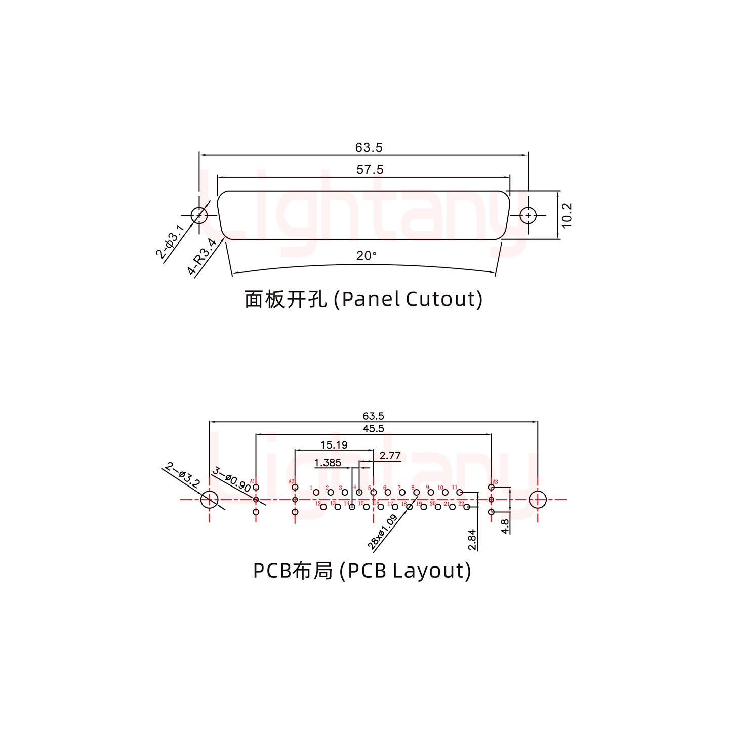 25W3公PCB直插板/铆鱼叉7.0/射频同轴50欧姆