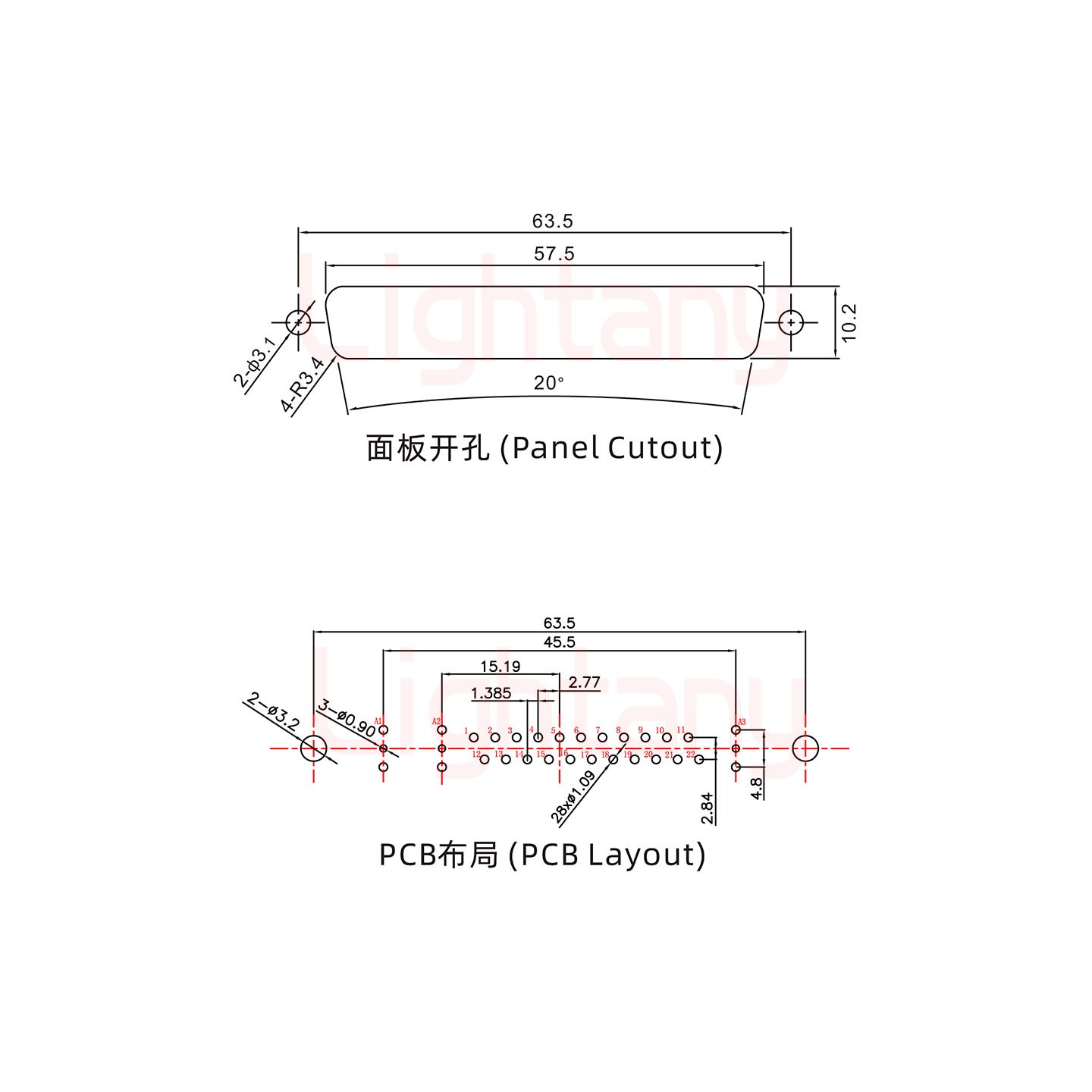 25W3公PCB直插板/铆鱼叉7.0/射频同轴50欧姆