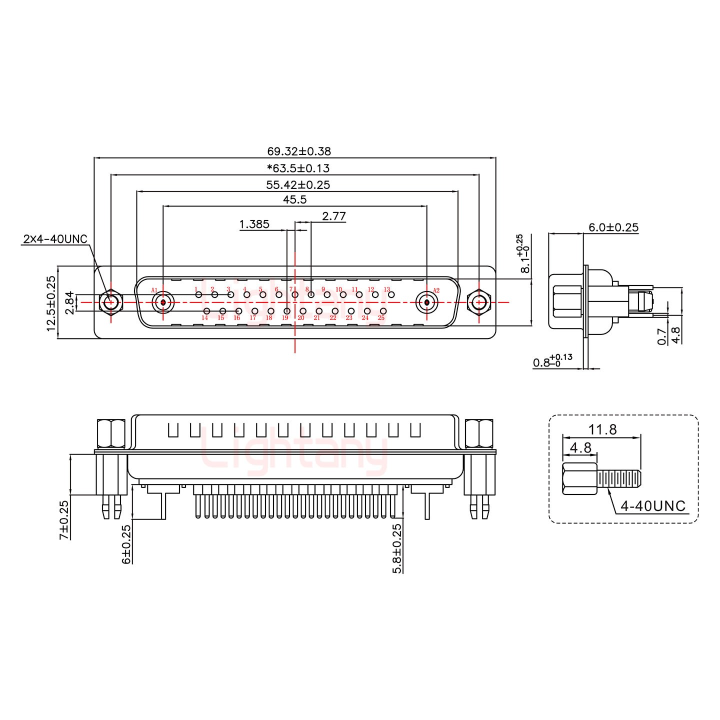 27W2公PCB直插板/铆鱼叉7.0/射频同轴50欧姆