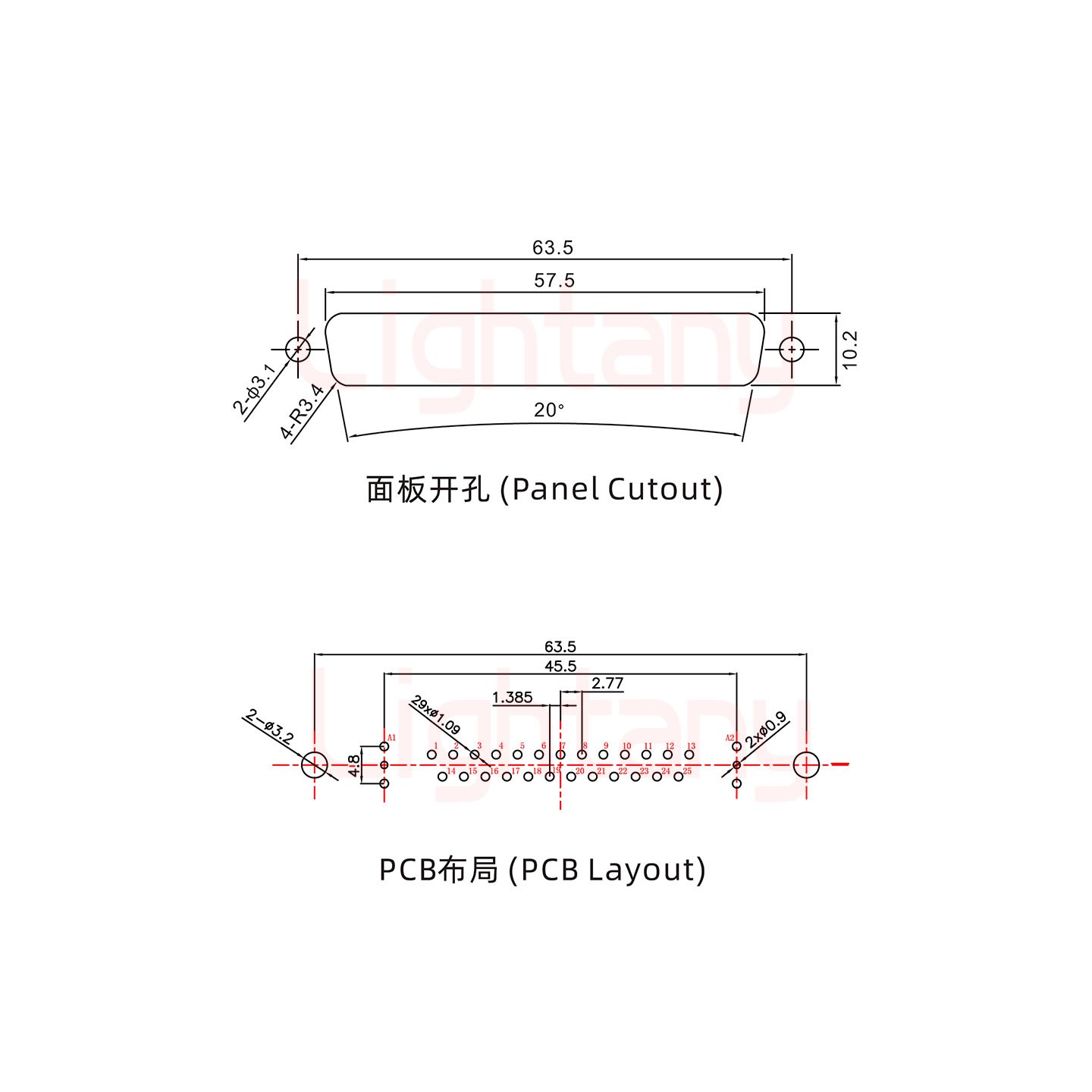 27W2公PCB直插板/铆鱼叉7.0/射频同轴75欧姆