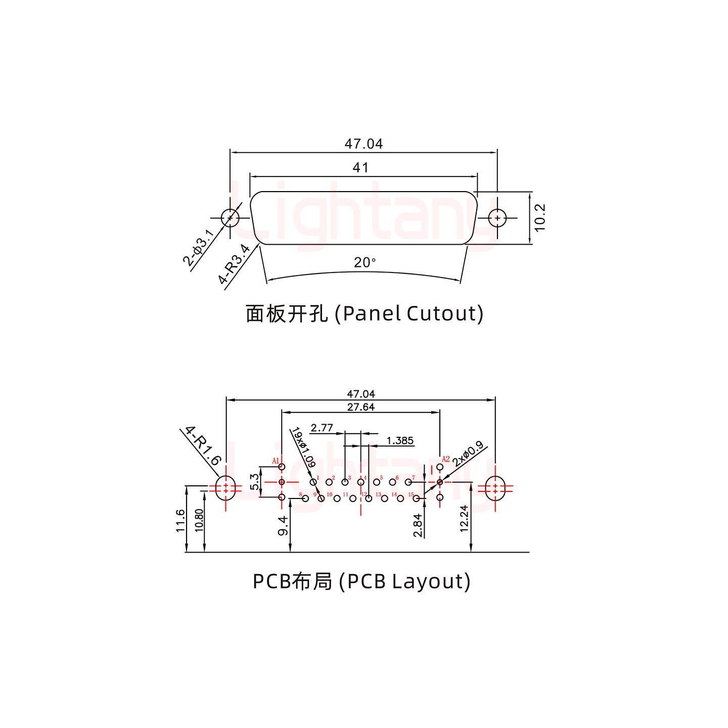 17W2公PCB弯插板/铆支架10.8/射频同轴50欧姆