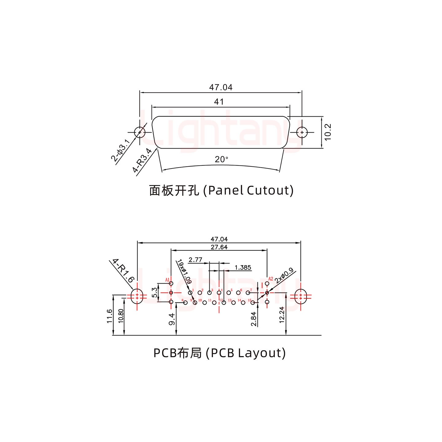 17W2公PCB弯插板/铆支架10.8/射频同轴75欧姆