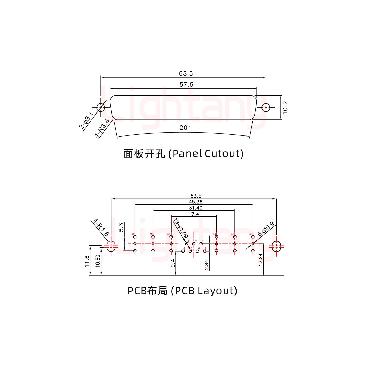 13W6A公PCB弯插板/铆支架10.8/射频同轴50欧姆