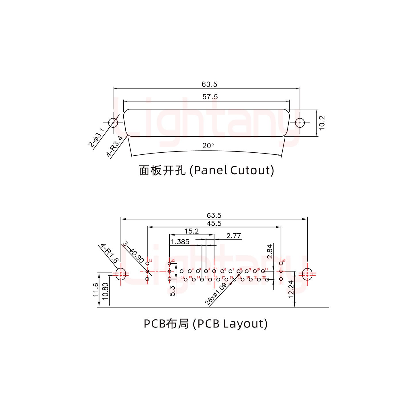 25W3公PCB弯插板/铆支架10.8/射频同轴75欧姆