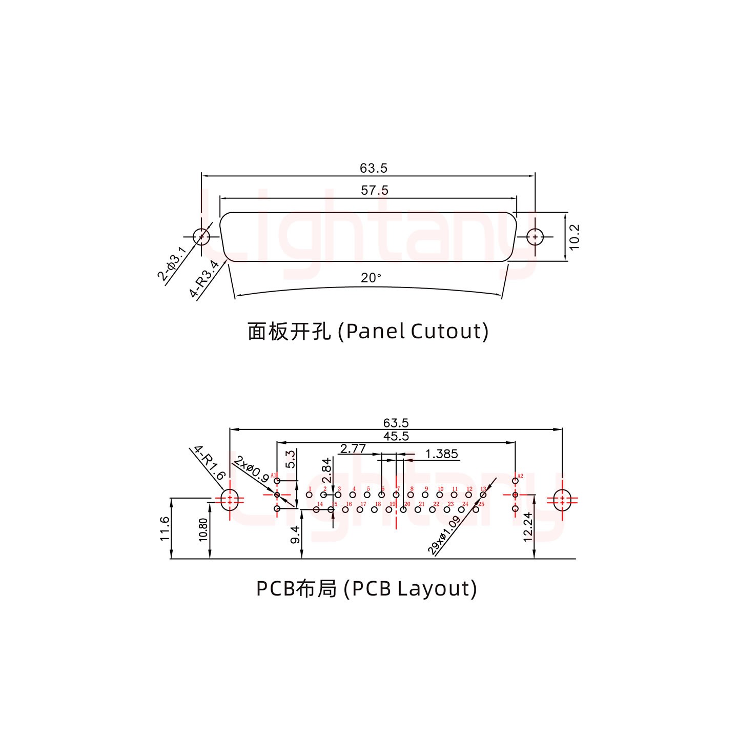 27W2公PCB弯插板/铆支架10.8/射频同轴50欧姆