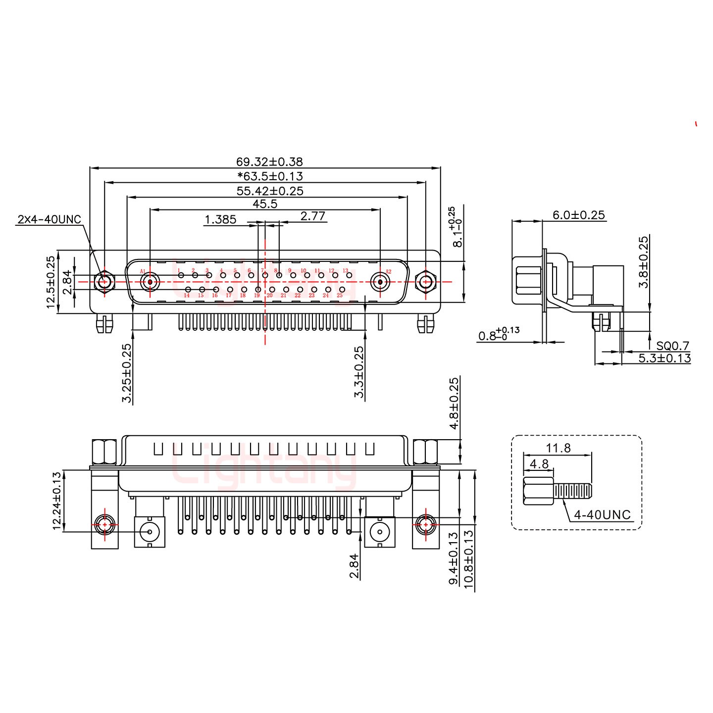 27W2公PCB弯插板/铆支架10.8/射频同轴50欧姆