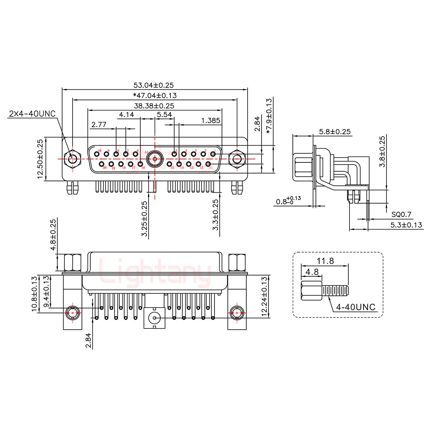 21W1母PCB弯插板/铆支架10.8/射频同轴75欧姆