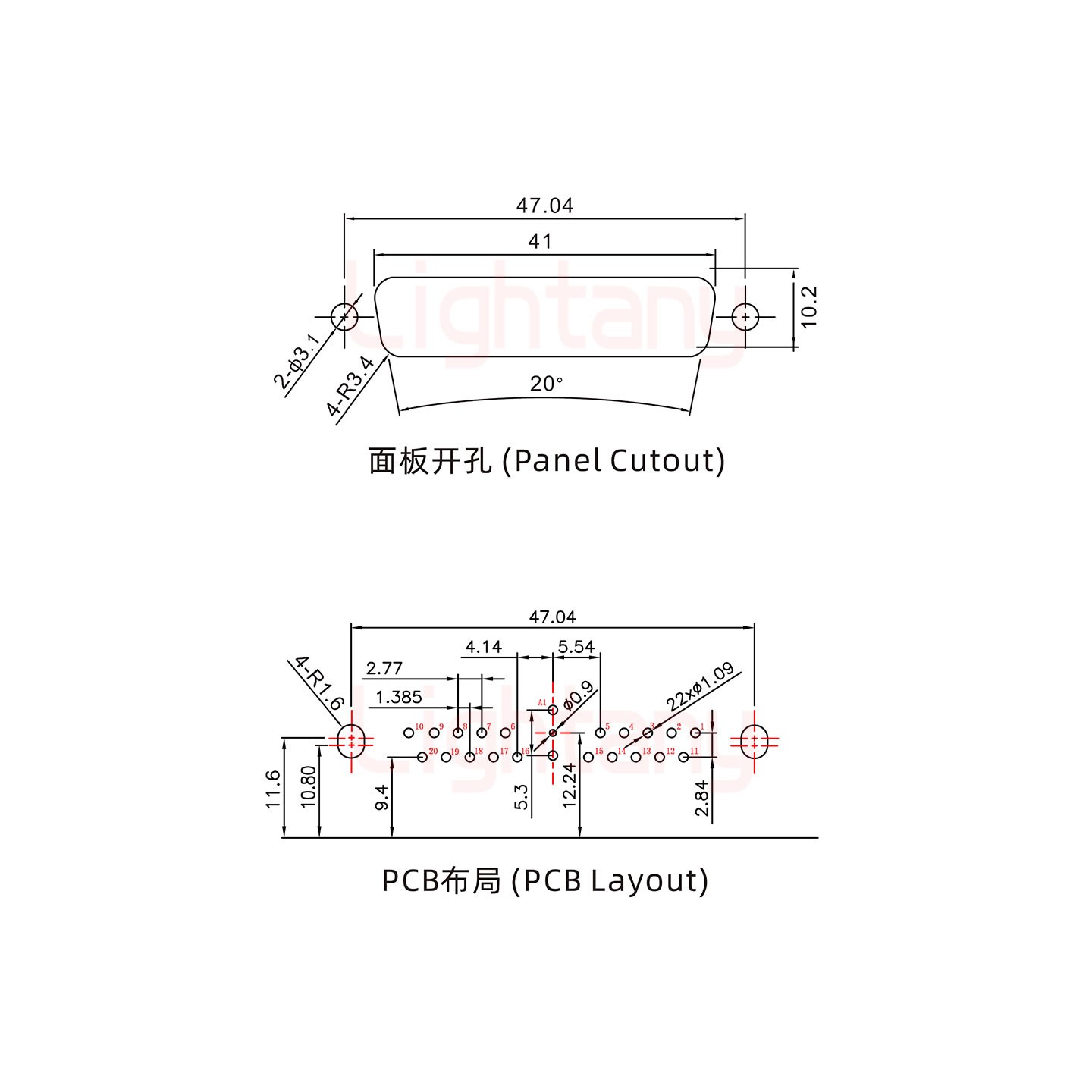 21W1母PCB弯插板/铆支架10.8/射频同轴50欧姆