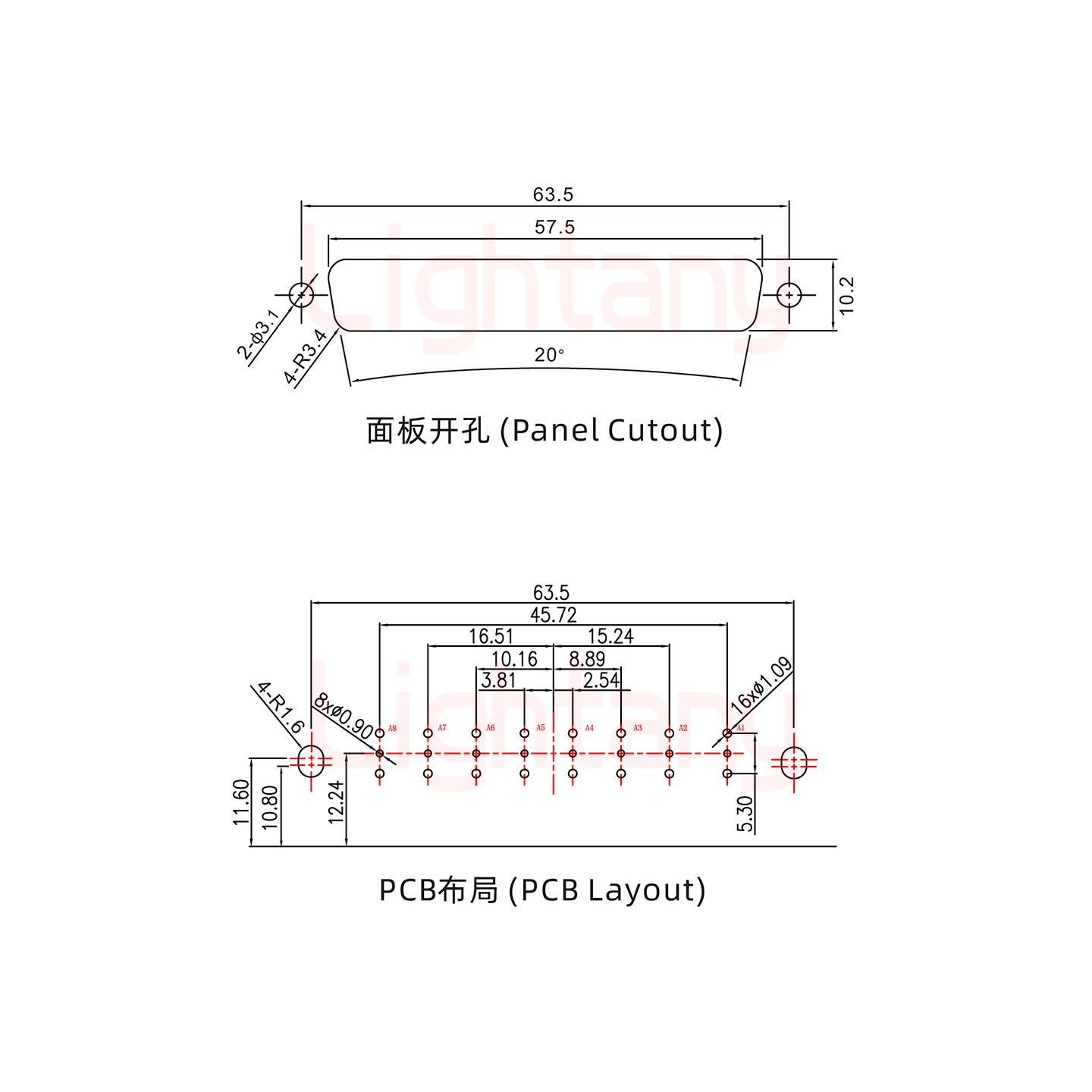8W8母PCB弯插板/铆支架10.8/射频同轴50欧姆