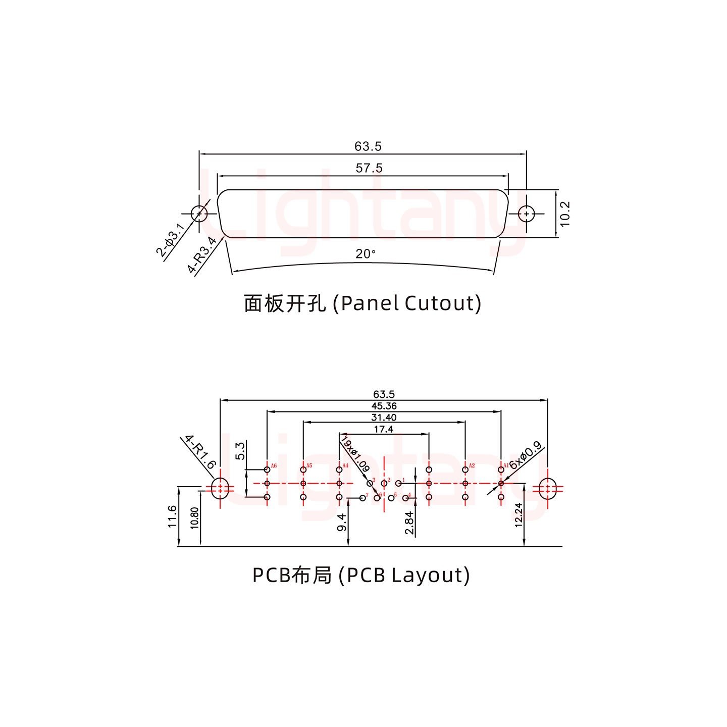 13W6A母PCB弯插板/铆支架10.8/射频同轴50欧姆