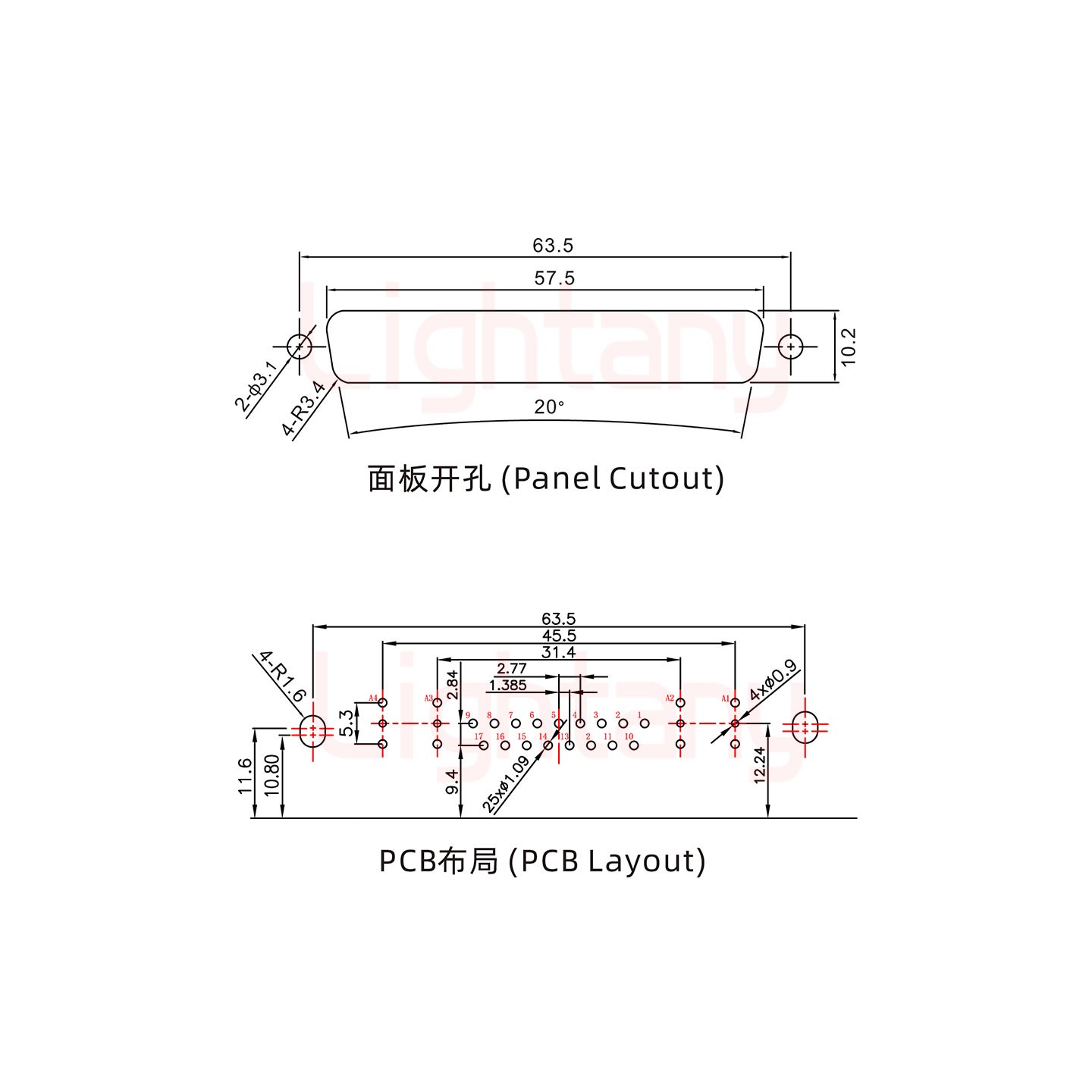 21W4母PCB弯插板/铆支架11.6/射频同轴50欧姆
