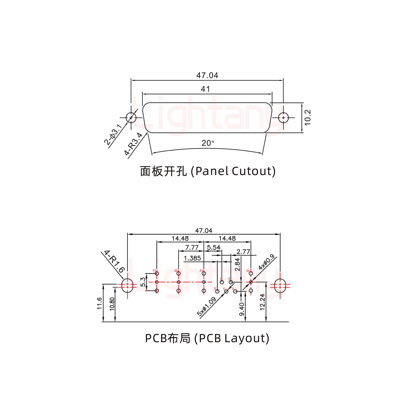 9W4公PCB弯插板/铆支架11.6/射频同轴75欧姆