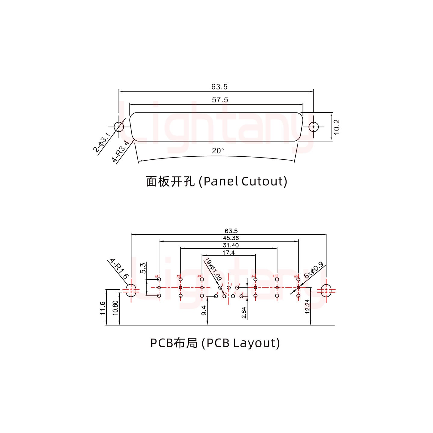 13W6A公PCB弯插板/铆支架11.6/射频同轴50欧姆