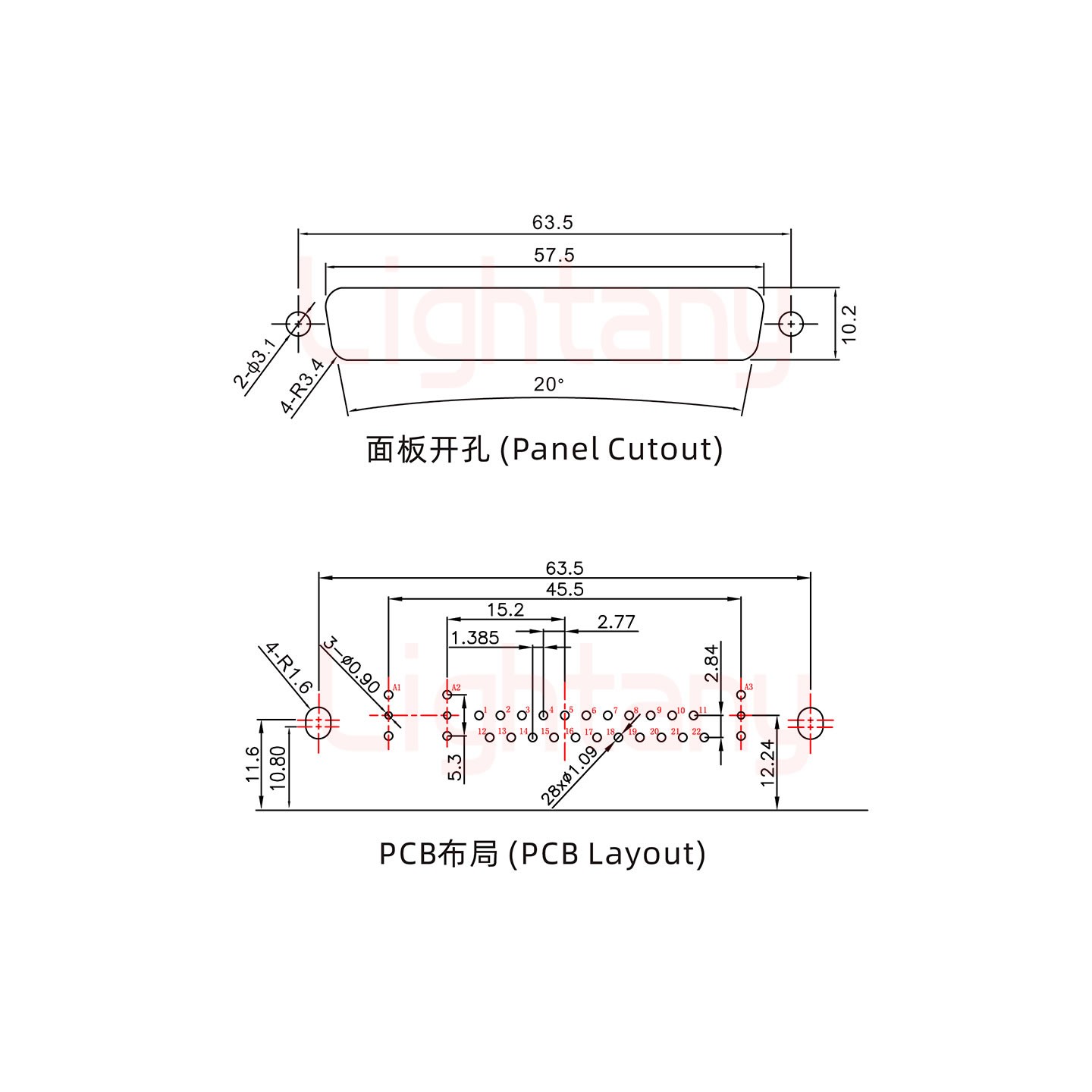 25W3公PCB弯插板/铆支架11.6/射频同轴75欧姆