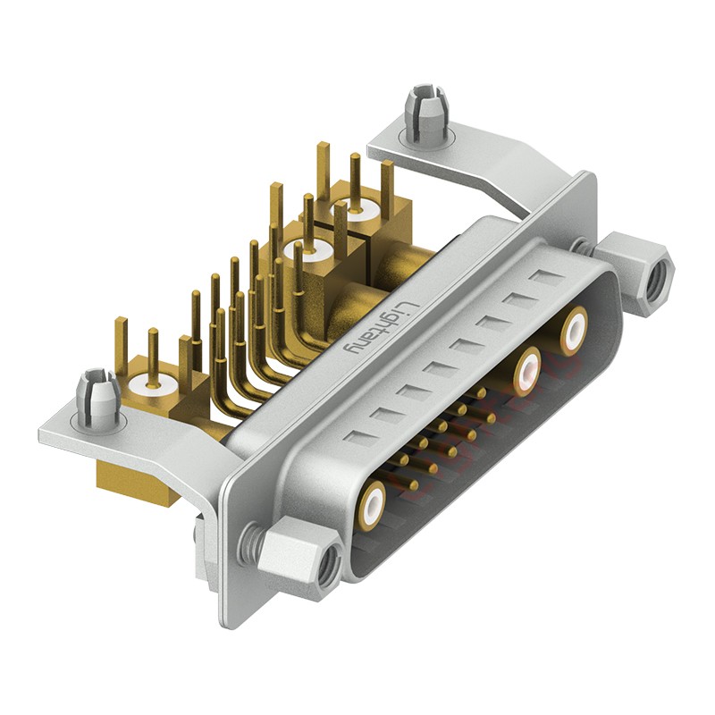 13W3公PCB弯插板/铆支架11.6/射频同轴75欧姆